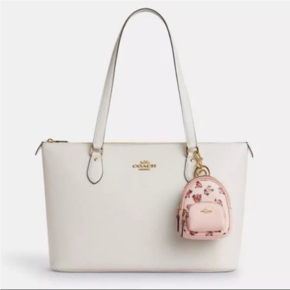 Coach Pink Floral Keychain Backpack - Picture 2 of 6
